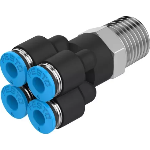 Коллектор цанговый с резьбой и четырьмя выходами Festo QSQ-1/8-4 Коллектор цанговый с резьбой и четырьмя выходами Festo QSQ-1/8-4