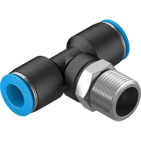 Тройник цанговый с резьбой переходной Festo QST-3/8-10 Тройник цанговый с резьбой переходной Festo QST-3/8-10