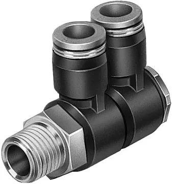 Тройник цанговый с резьбой поворотный Festo QSLV2-3/8-10 Тройник цанговый с резьбой поворотный Festo QSLV2-3/8-10