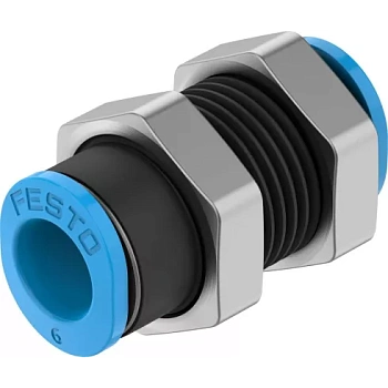 Муфта цанговая для панельного монтажа прямая Festo QSMS-6 Муфта цанговая для панельного монтажа прямая Festo QSMS-6