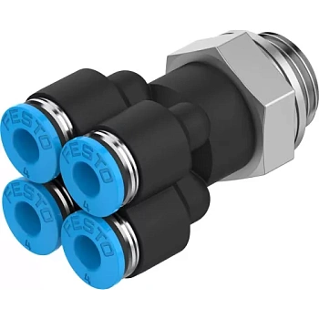 Коллектор цанговый с резьбой и четырьмя выходами Festo QSQ-G1/4-4 Коллектор цанговый с резьбой и четырьмя выходами Festo QSQ-G1/4-4