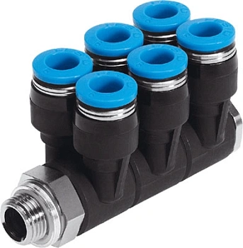 Коллектор цанговый поворотный с шестью выходами Festo QSLV6-G1/4-6 Коллектор цанговый поворотный с шестью выходами Festo QSLV6-G1/4-6